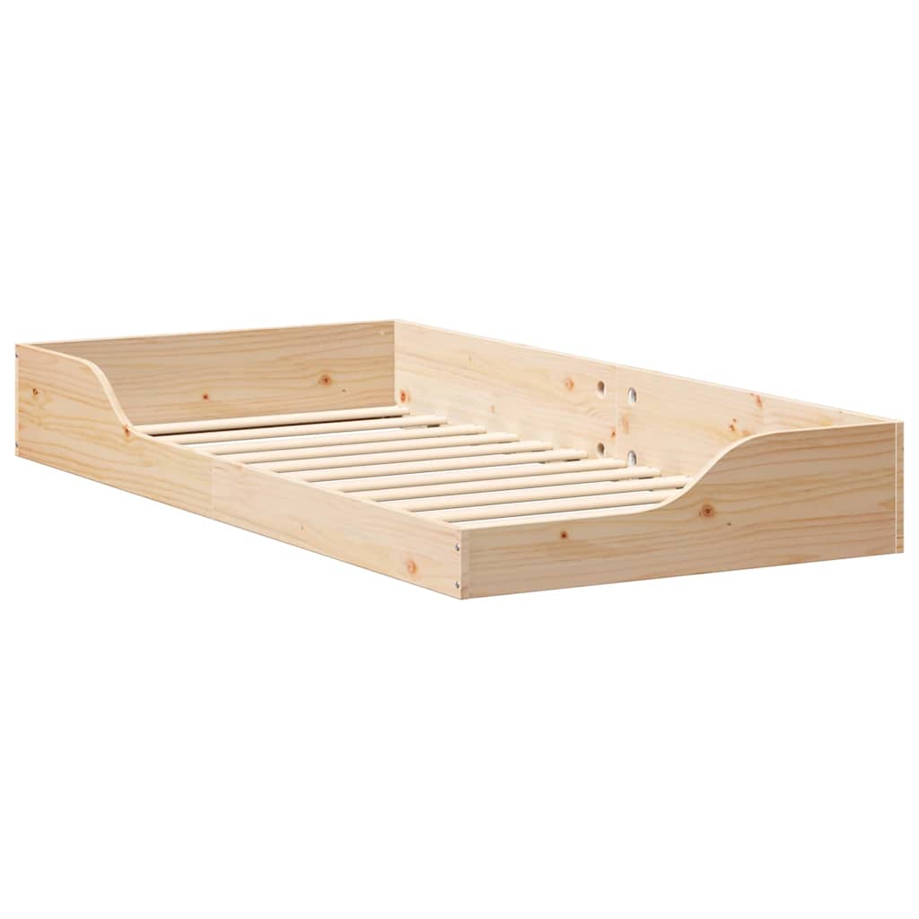 Gulv Seng Ramme Brun 75 190 Cm Massivt Fyrretræ - Billede 2