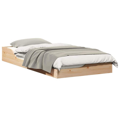 Gulv Seng Ramme Brun 75 190 Cm Massivt Fyrretræ - Billede 3