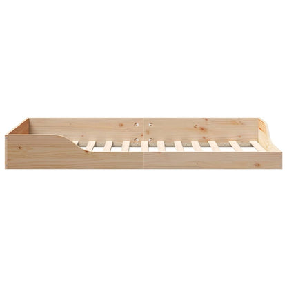 Gulv Seng Ramme Brun 75 190 Cm Massivt Fyrretræ - Billede 7