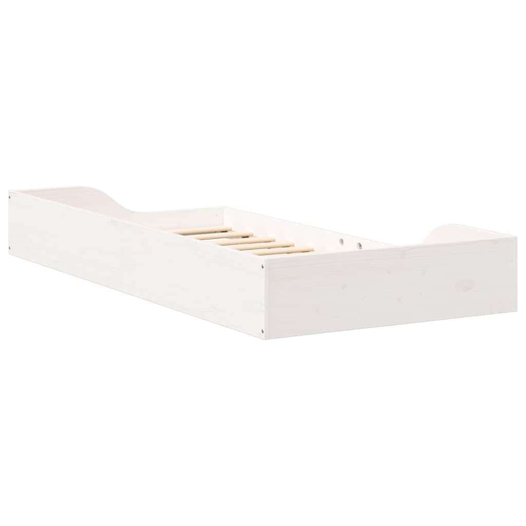 Gulv Seng Ramme Hvid 75 X 190 Cm Massivt Fyrretræ - Billede 8