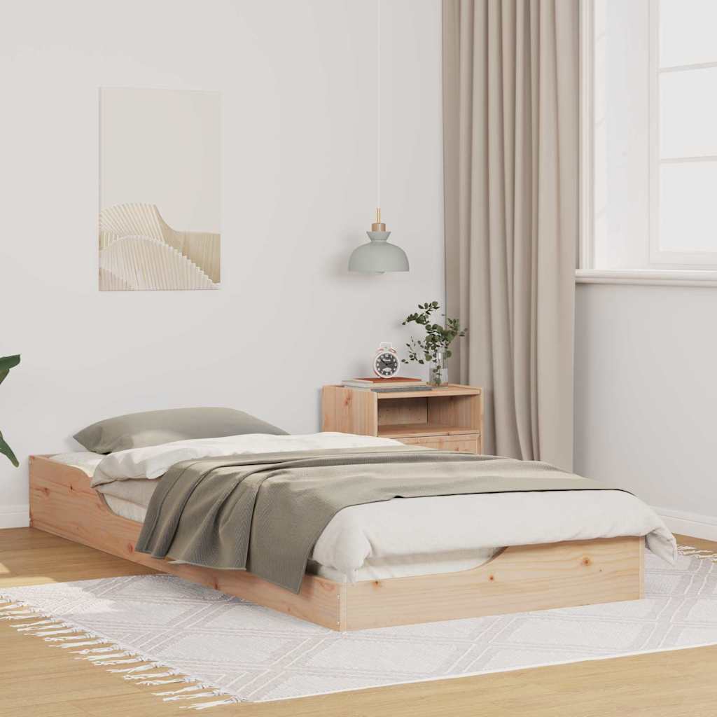 Gulv Seng Ramme Brun 80 210 Cm Massivt Fyrretræ - Hovedbillede