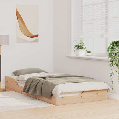 Gulv Seng Ramme Brun 80 210 Cm Massivt Fyrretræ - Billede 5