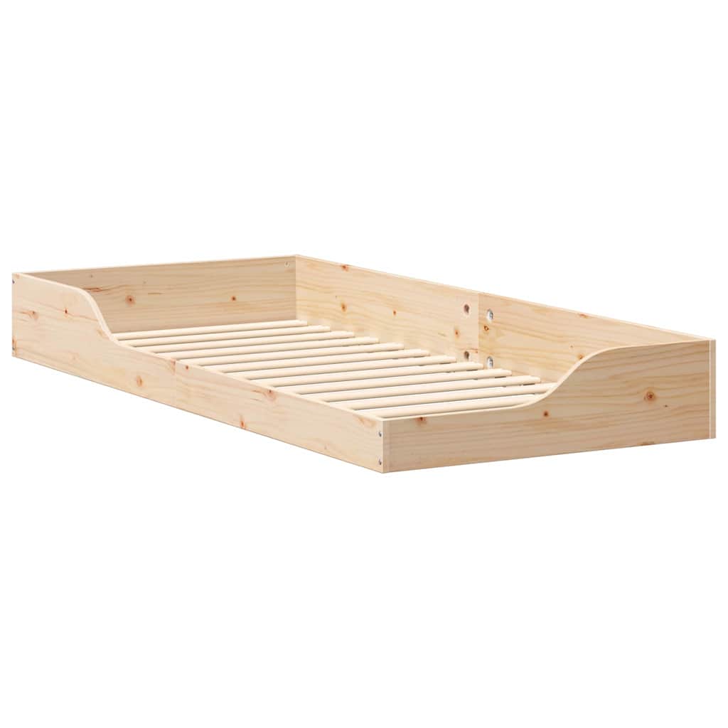 Gulv Seng Ramme Brun 80 210 Cm Massivt Fyrretræ - Billede 2