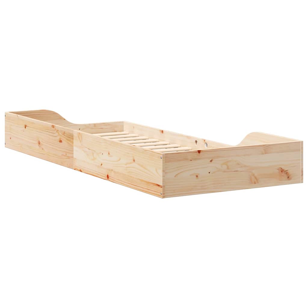 Gulv Seng Ramme Brun 80 210 Cm Massivt Fyrretræ - Billede 8