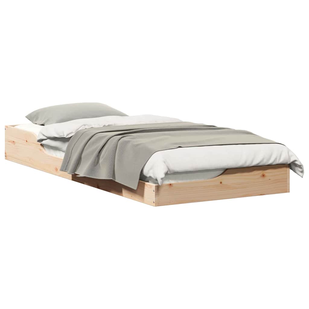 Gulv Seng Ramme Brun 80 X 210 Cm Massivt Fyrretræ - Billede 3