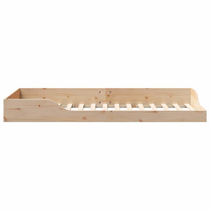 Gulv Seng Ramme Brun 80 210 Cm Massivt Fyrretræ - Billede 7