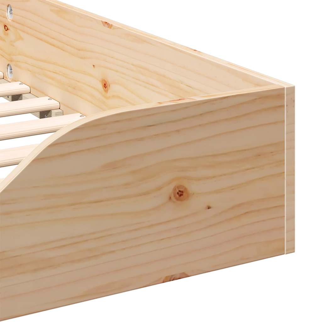 Gulv Seng Ramme Brun 90 X 210 Cm Massivt Fyrretræ - Billede 9