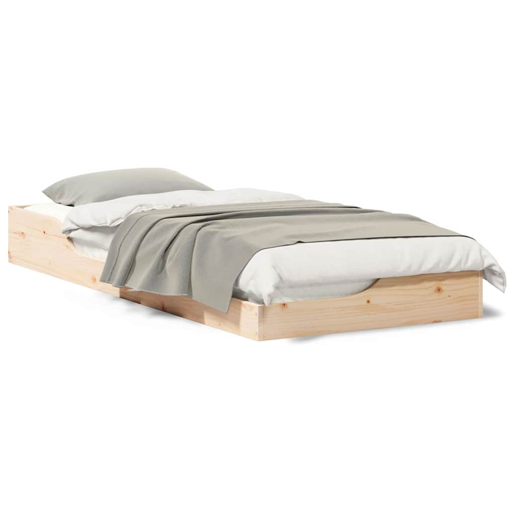 Gulv Seng Ramme Brun 90 X 210 Cm Massivt Fyrretræ - Billede 4