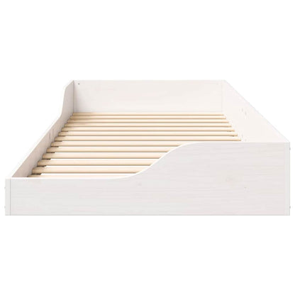 Gulv Seng Ramme Hvid 90 210 Cm Massivt Fyrretræ - Billede 6
