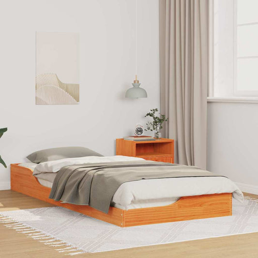 Gulv Seng Ramme Gyldenbrun 90 X 210 Cm Massivt Fyrretræ - Hovedbillede