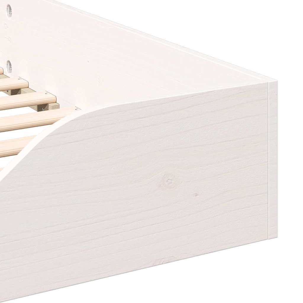 Gulv Seng Ramme Hvid 100 210 Cm Massivt Fyrretræ - Billede 9