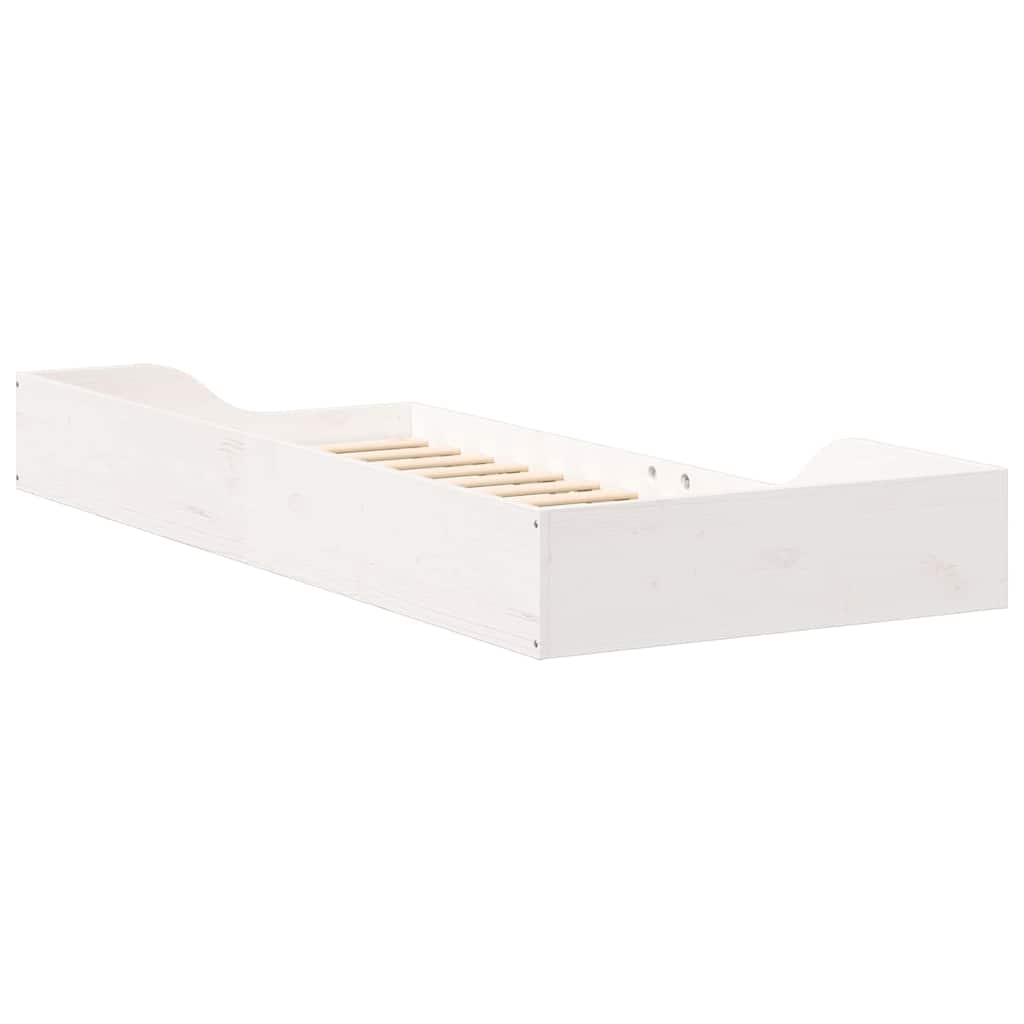 Gulv Seng Ramme Hvid 100 210 Cm Massivt Fyrretræ - Billede 8