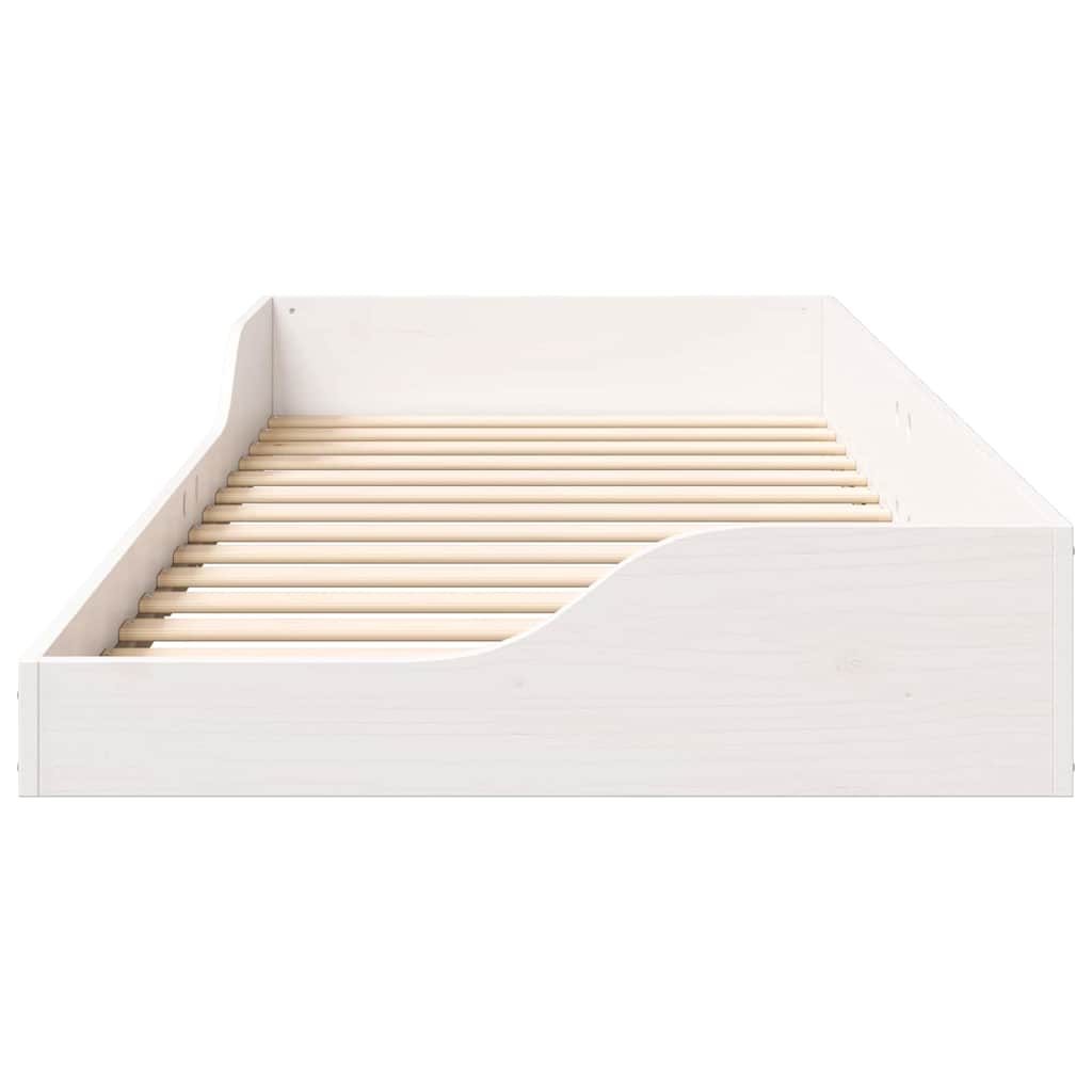 Gulv Seng Ramme Hvid 100 210 Cm Massivt Fyrretræ - Billede 6