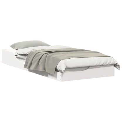 Gulv Seng Ramme Hvid 100 210 Cm Massivt Fyrretræ - Billede 3