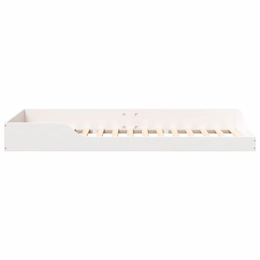 Gulv Seng Ramme Hvid 100 X 210 Cm Massivt Fyrretræ - Billede 7