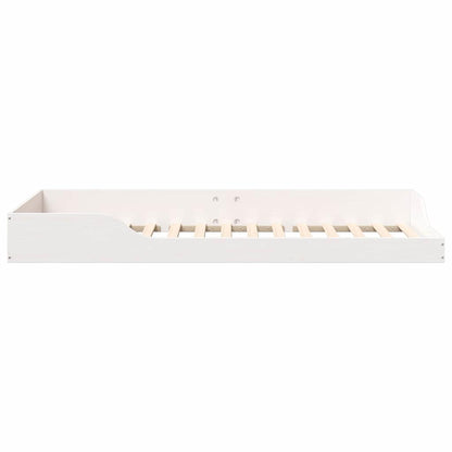 Gulv Seng Ramme Hvid 100 X 210 Cm Massivt Fyrretræ - Billede 7