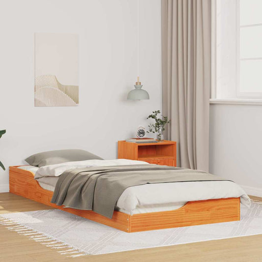 Gulv Seng Ramme Gyldenbrun 80 X 220 Cm Massivt Fyrretræ - Hovedbillede