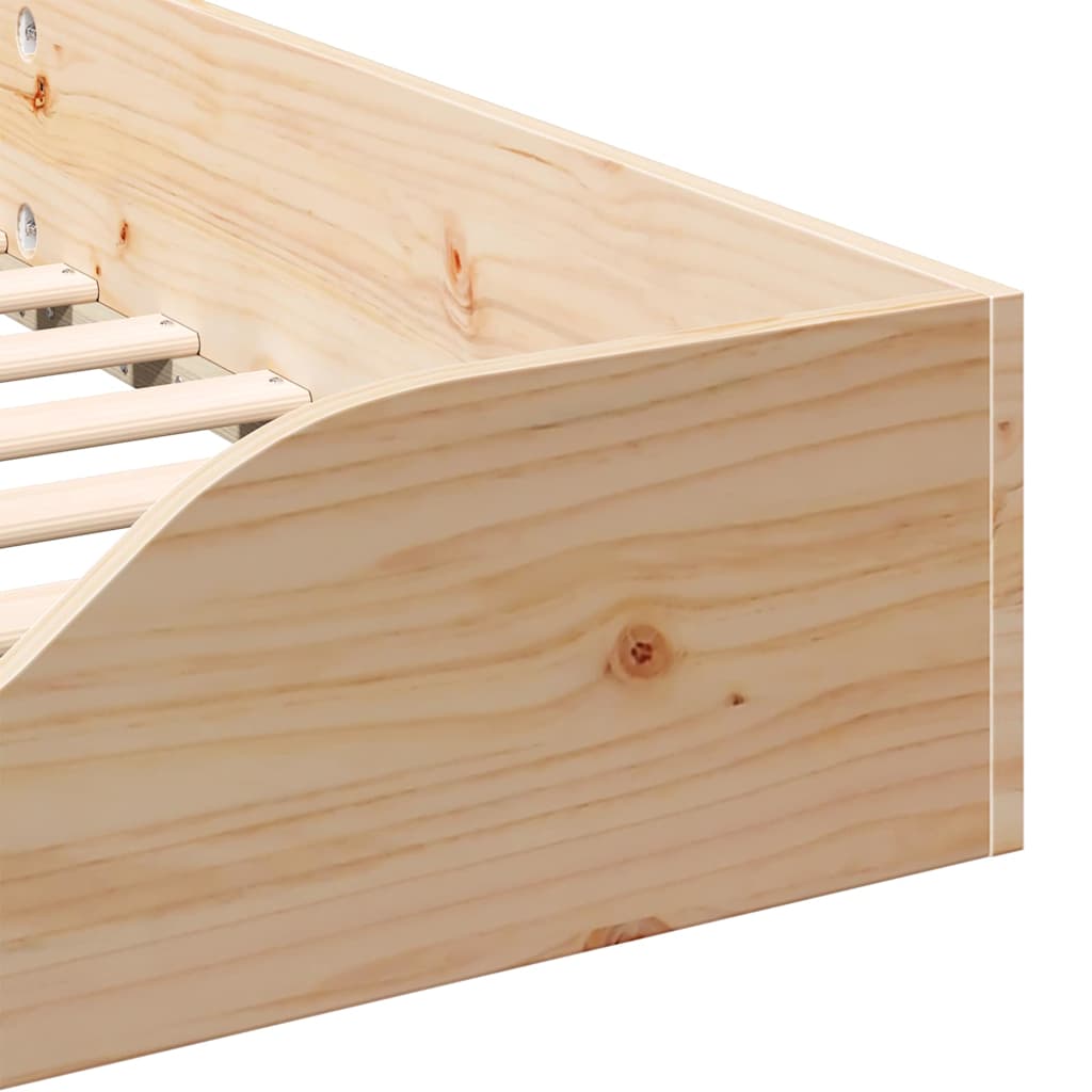 Gulv Seng Ramme Brun 90 X 220 Cm Massivt Fyrretræ - Billede 9