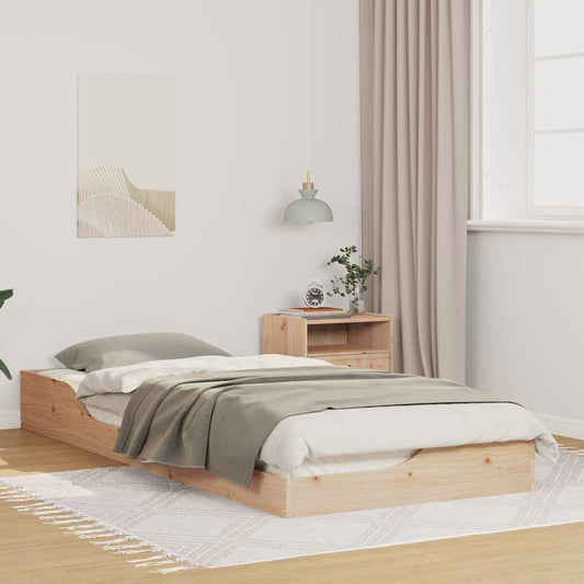 Gulv Seng Ramme Brun 90 220 Cm Massivt Fyrretræ - Hovedbillede