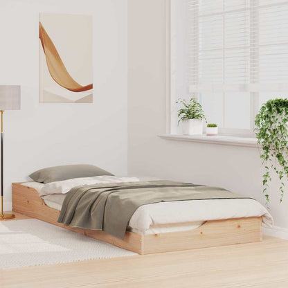 Gulv Seng Ramme Brun 90 220 Cm Massivt Fyrretræ - Billede 5