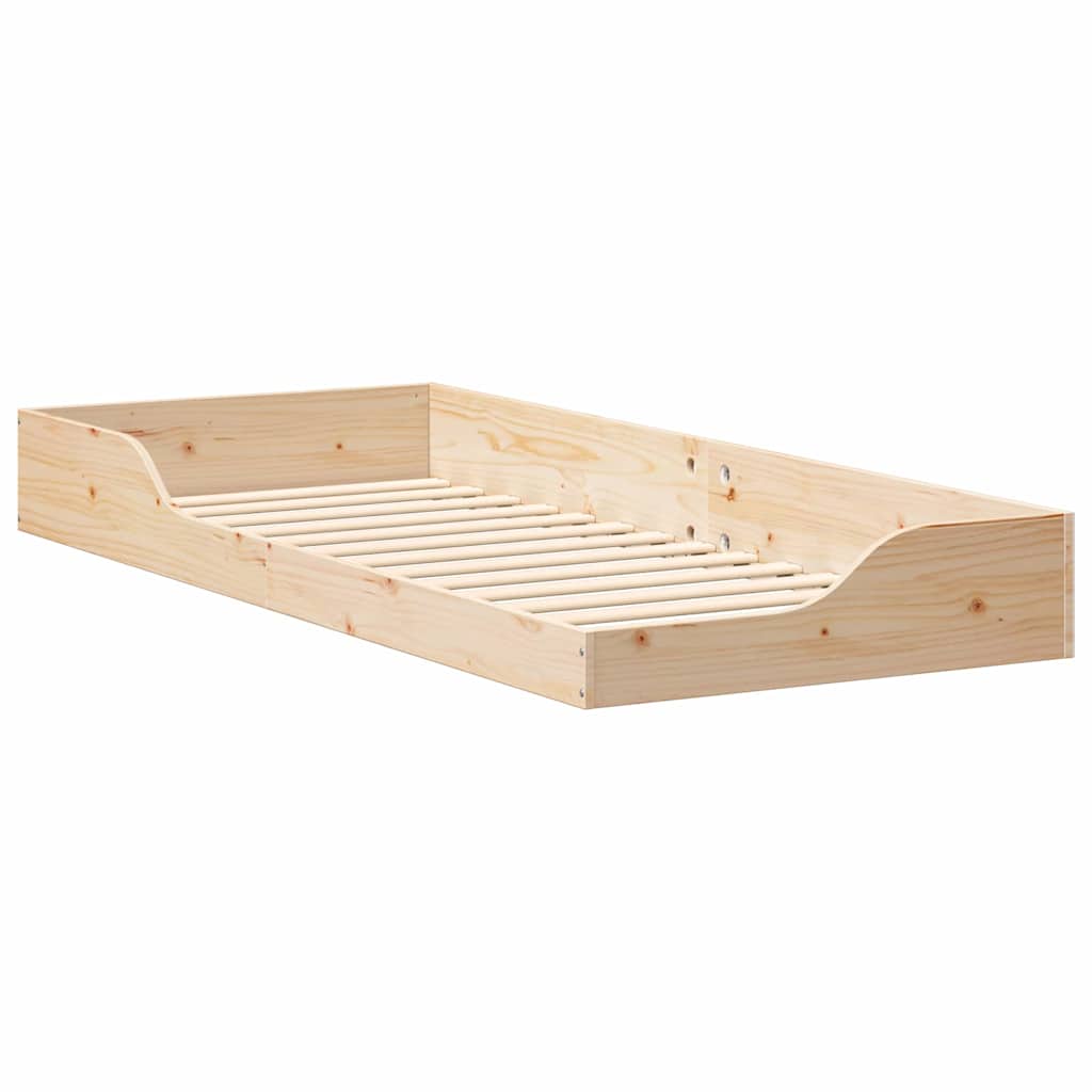 Gulv Seng Ramme Brun 90 220 Cm Massivt Fyrretræ - Billede 2