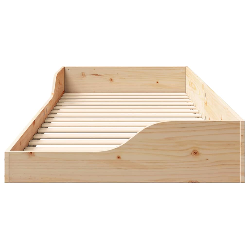 Gulv Seng Ramme Brun 90 220 Cm Massivt Fyrretræ - Billede 6
