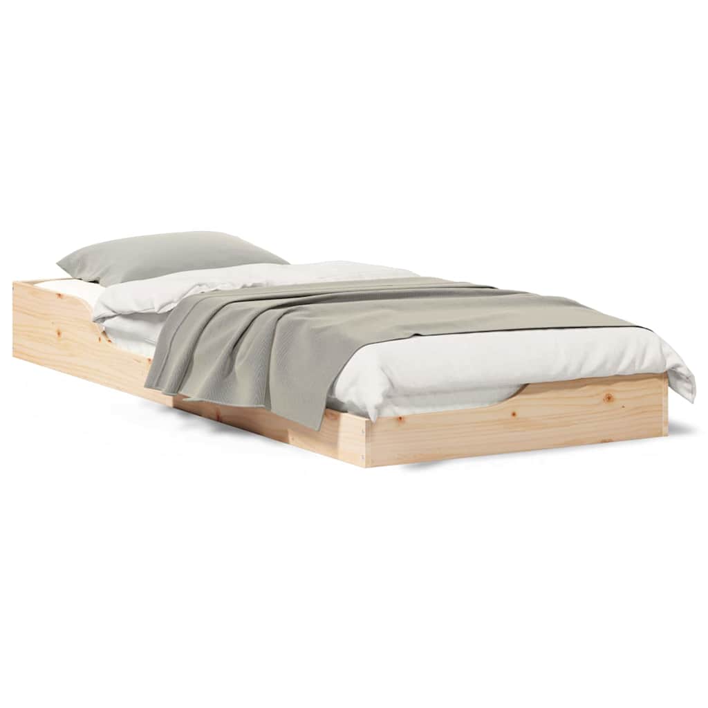Gulv Seng Ramme Brun 90 220 Cm Massivt Fyrretræ - Billede 4