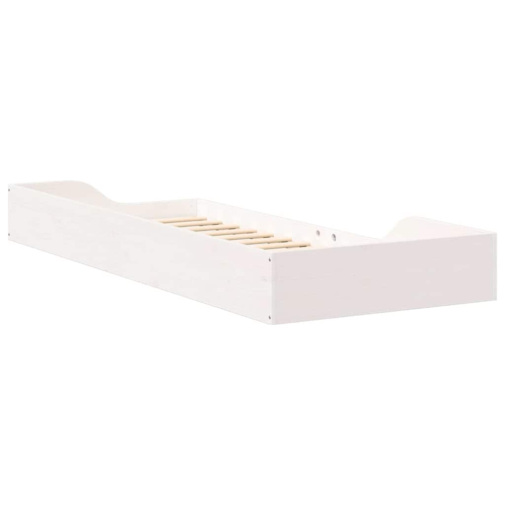 Gulv Seng Ramme Hvid 90 220 Cm Massivt Fyrretræ - Billede 8