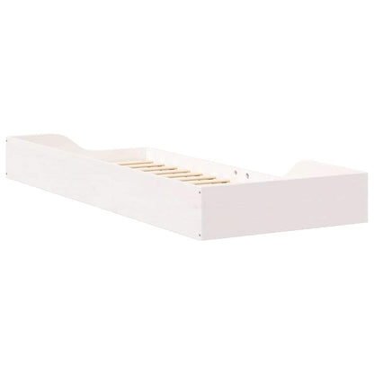 Gulv Seng Ramme Hvid 90 220 Cm Massivt Fyrretræ - Billede 8