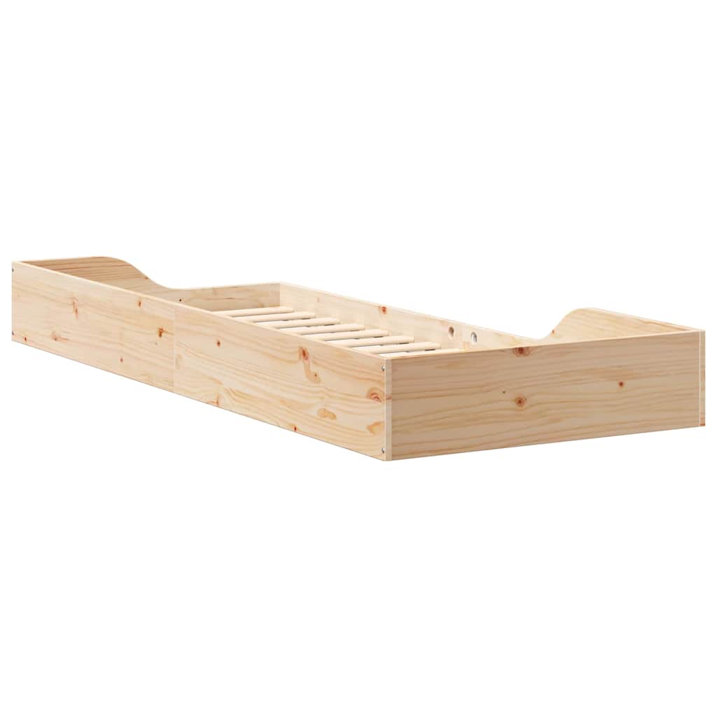 Gulv Seng Ramme Brun 100 220 Cm Massivt Fyrretræ - Billede 8