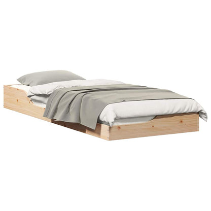 Gulv Seng Ramme Brun 100 220 Cm Massivt Fyrretræ - Billede 3