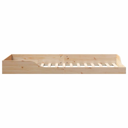 Gulv Seng Ramme Brun 100 220 Cm Massivt Fyrretræ - Billede 7