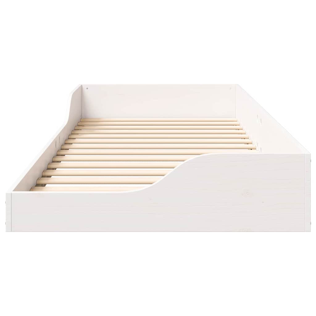 Gulv Seng Ramme Hvid 100 220 Cm Massivt Fyrretræ - Billede 6