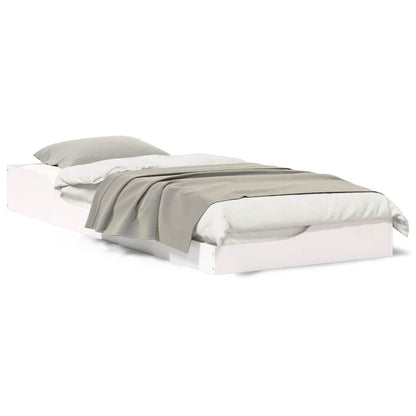 Gulv Seng Ramme Hvid 100 X 220 Cm Massivt Fyrretræ - Billede 4