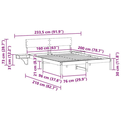 Sengestel Med Sengeborde Med Hovedgærde Brun Massivt Fyrretræ - Billede 11