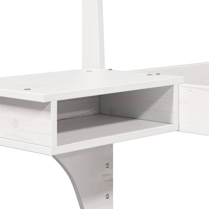 Sengestel Med Sengeborde Med Hovedgærde Hvid Massivt Fyrretræ - Billede 10