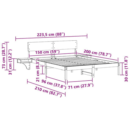 Sengestel Med Sengeborde Med Hovedgærde Brun Massivt Fyrretræ - Billede 11