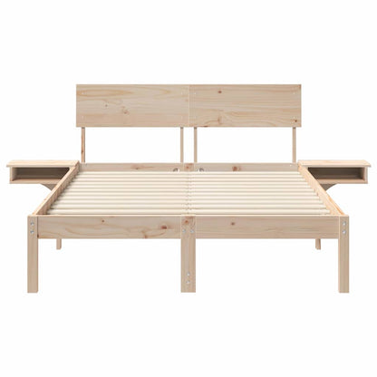 Sengestel Med Sengeborde Med Hovedgærde Brun Massivt Fyrretræ - Billede 6