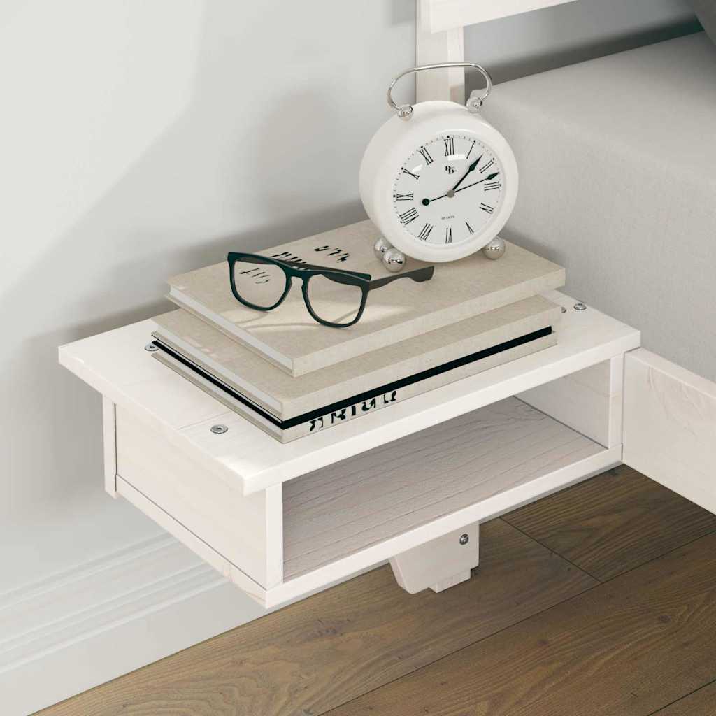 Sengestel Med Sengeborde Med Hovedgærde Hvid Massivt Fyrretræ - Billede 5