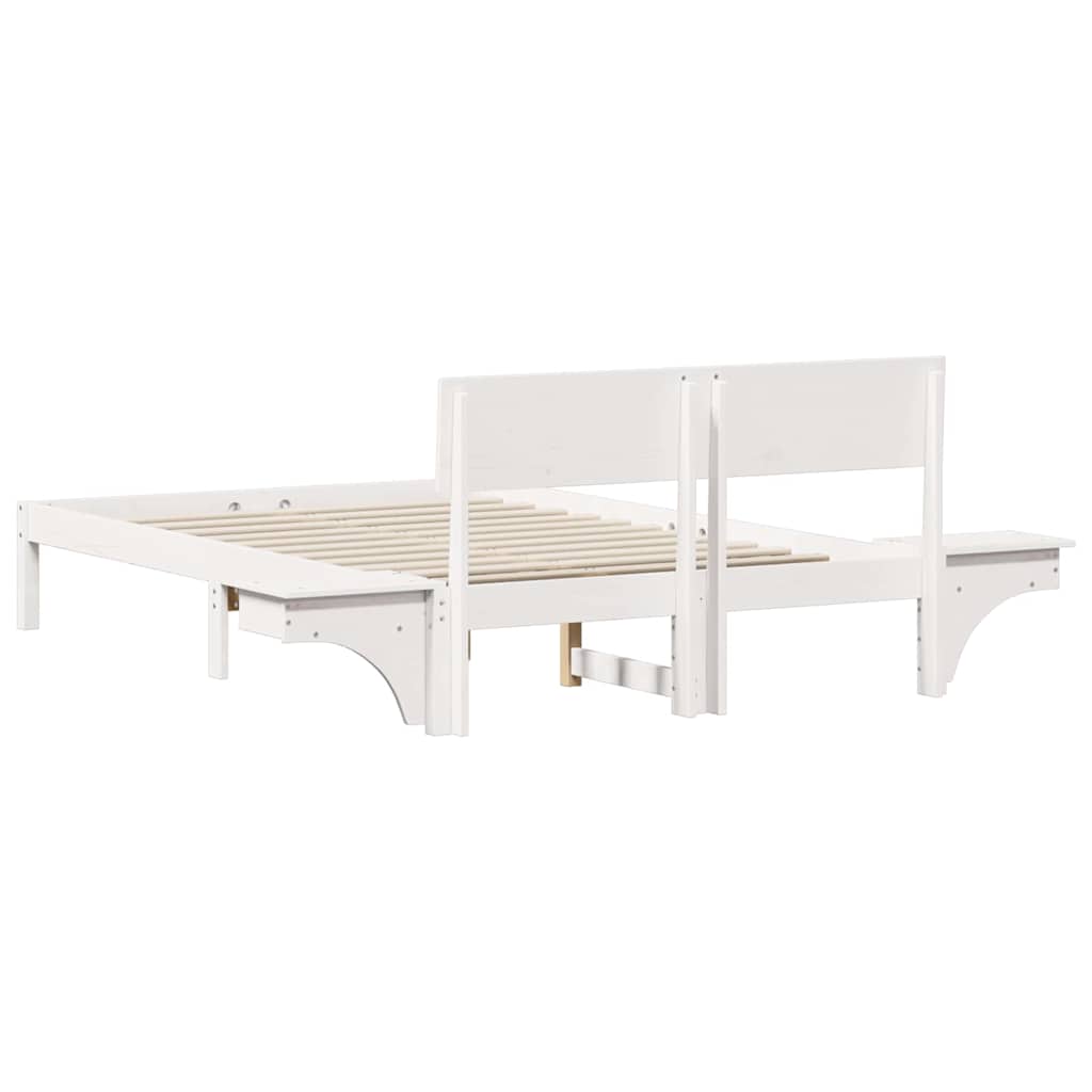 Sengestel Med Sengeborde Med Hovedgærde Hvid Massivt Fyrretræ - Billede 8