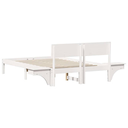 Sengestel Med Sengeborde Med Hovedgærde Hvid Massivt Fyrretræ - Billede 8