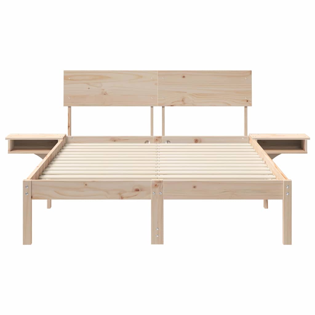 Sengestel Med Sengeborde Med Hovedgærde Brun Massivt Fyrretræ - Billede 6