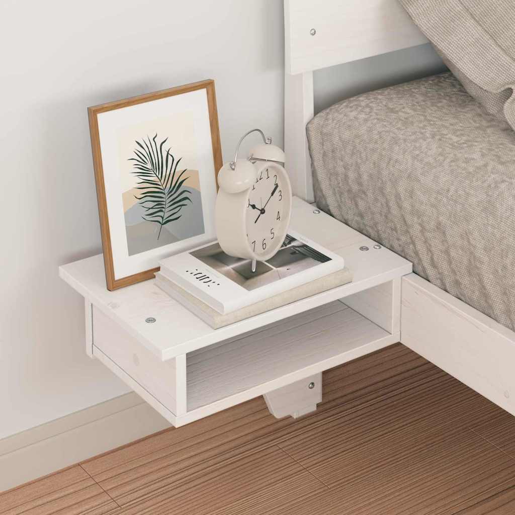 Sengestel Med Sengeborde Med Hovedgærde Hvid Massivt Fyrretræ - Billede 5