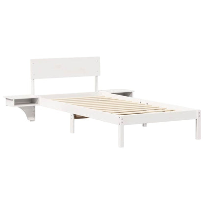 Sengestel Med Sengeborde Med Hovedgærde Hvid Massivt Fyrretræ - Billede 2