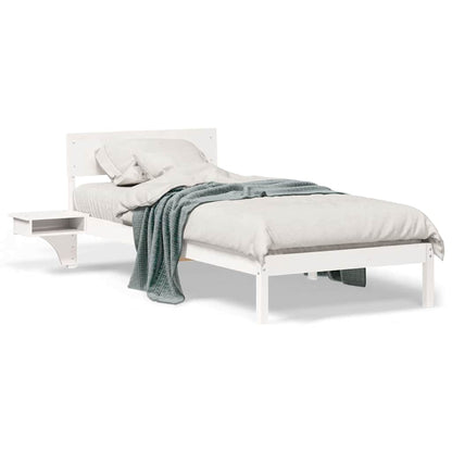 Sengestel Med Sengeborde Med Hovedgærde Hvid Massivt Fyrretræ - Billede 4