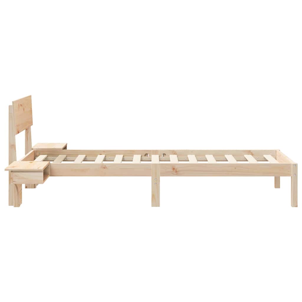 Sengestel Med Sengeborde Med Hovedgærde Brun Massivt Fyrretræ - Billede 7