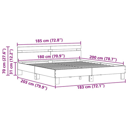 Sengestel Med Hovedgærde Sort Eg 180 X 200 Cm Konstrueret Træ - Billede 11