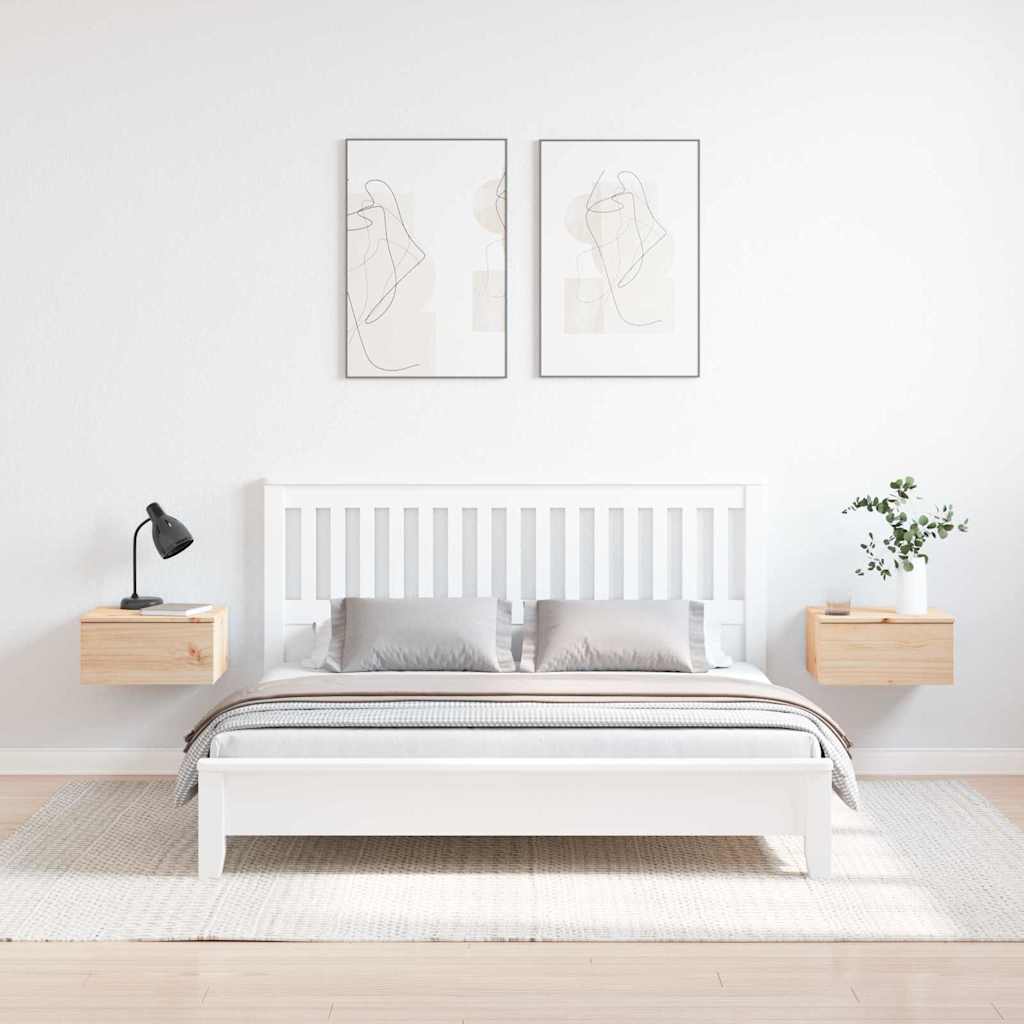 Sengebord 2 Pcs Brun 37 X 35 X 18,5 Cm Massivt Fyrretræ - Billede 4