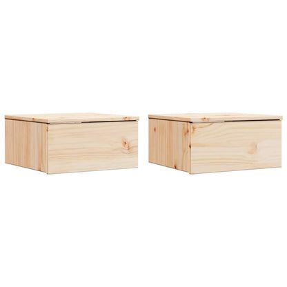 Sengebord 2 Pcs Brun 37 X 35 X 18,5 Cm Massivt Fyrretræ - Billede 2