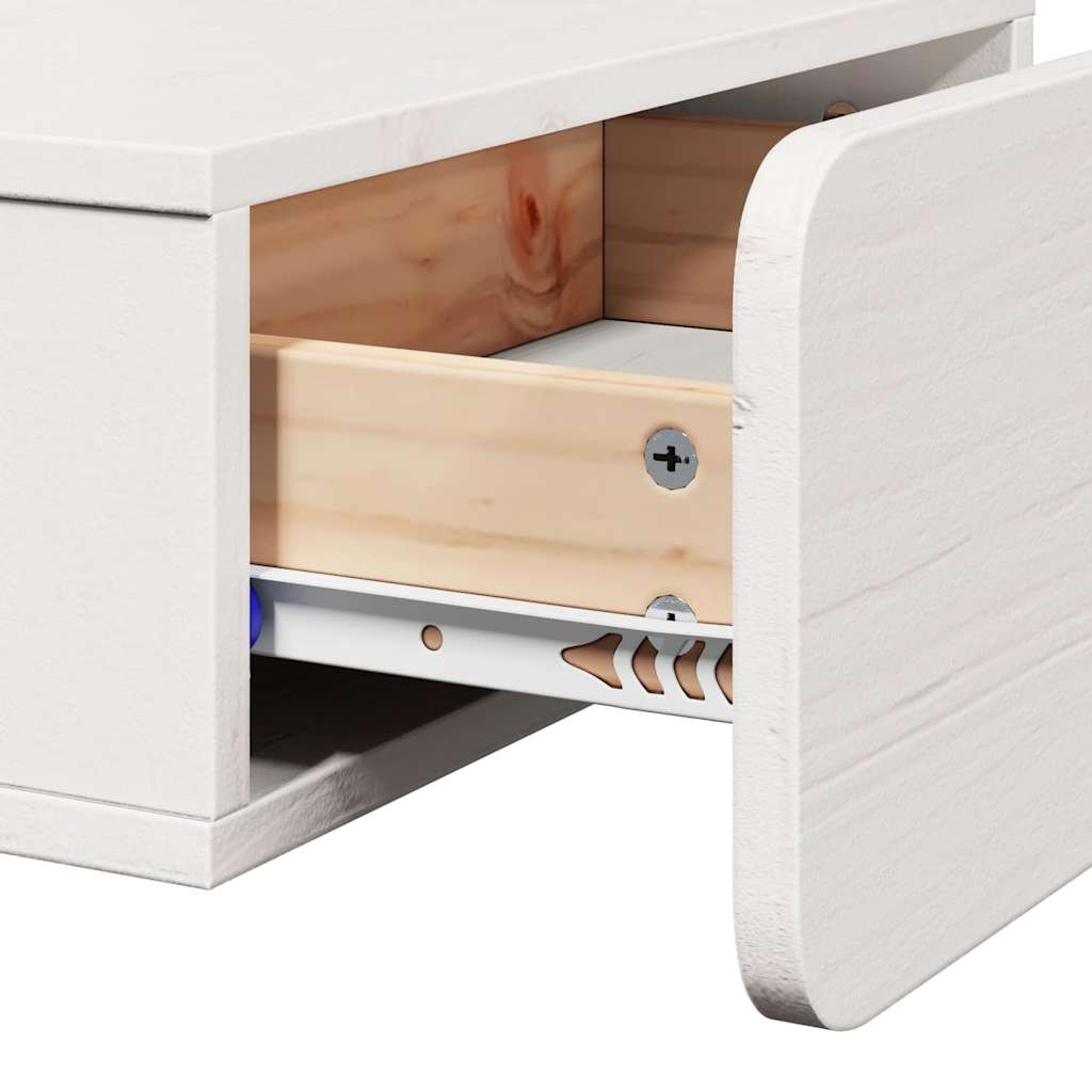 Sengebord Med Skuffe Hvid 44 X 32.5 X 40 Cm Massivt Fyrretræ - Billede 10